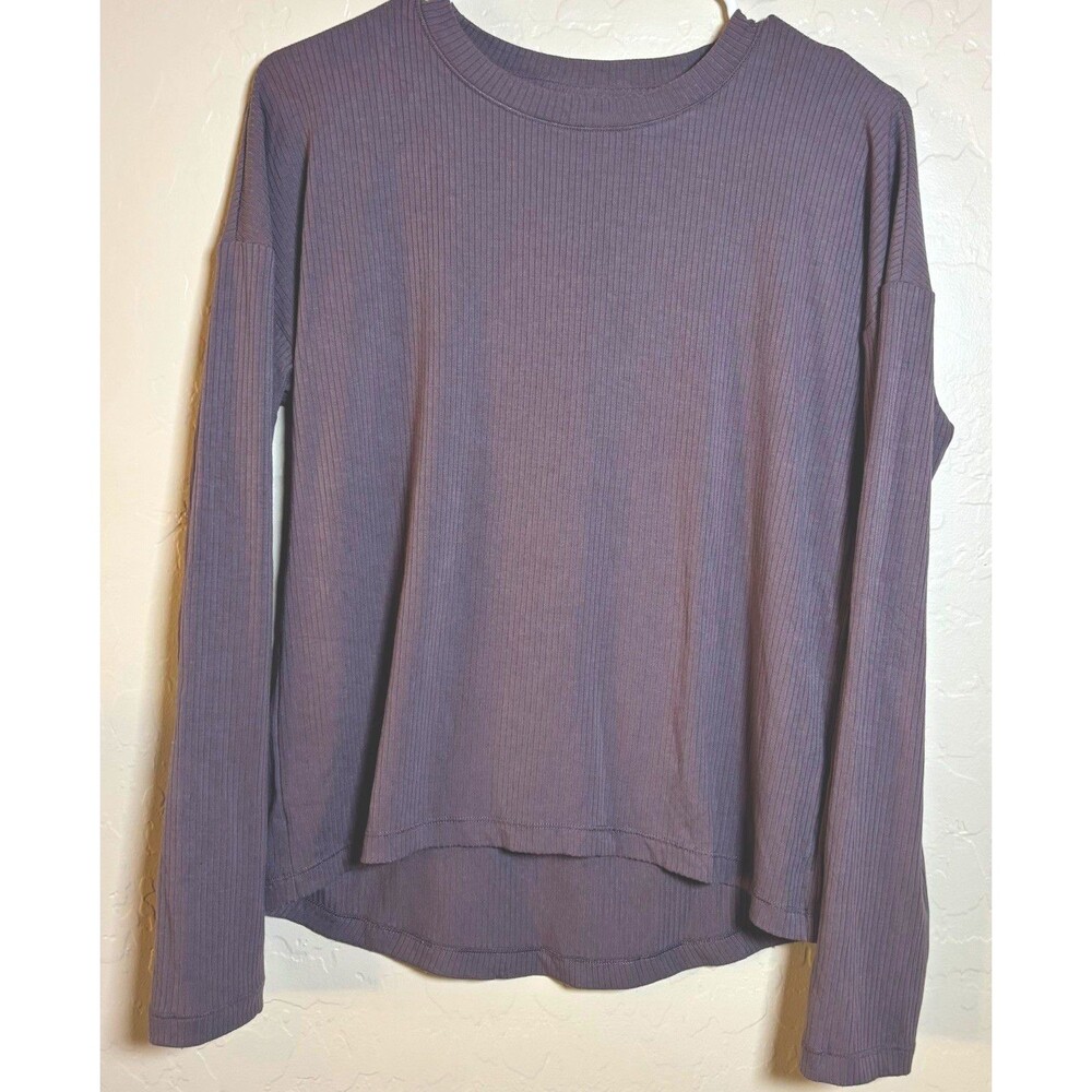 Calia by Carrie Underwood Gray Ribbed Knit Long Sleeve Crew Neck Top Size S